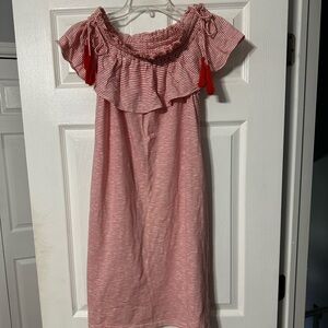 LOFT Striped Off Shoulder Casual Summer Dress